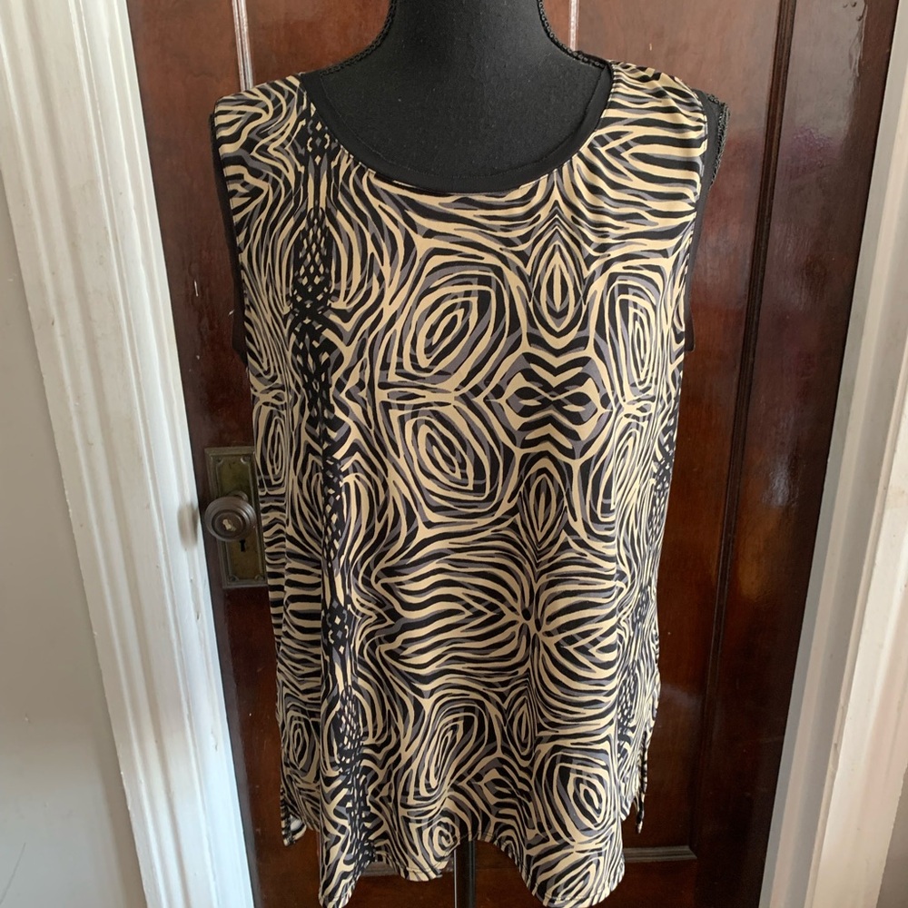 Charming Charlie Zebra Print Sleeveless Top Sz LARGE